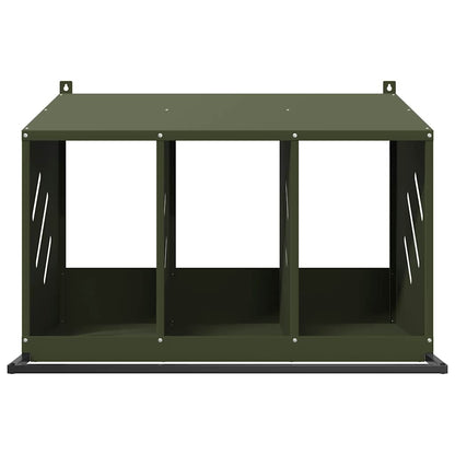 Chicken Nesting Box with 3 Compartments Olive Green Metal