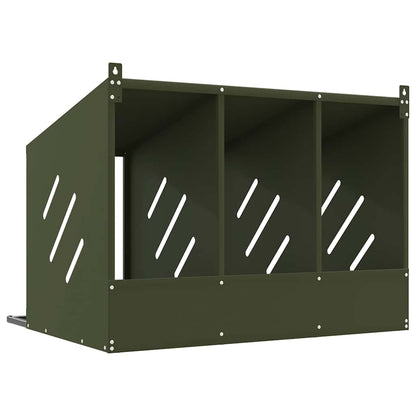 Chicken Nesting Box with 3 Compartments Olive Green Metal