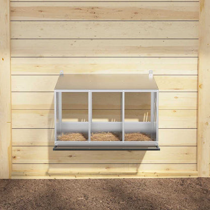 Chicken Nesting Box with 3 Compartments Galvanized Silver Metal