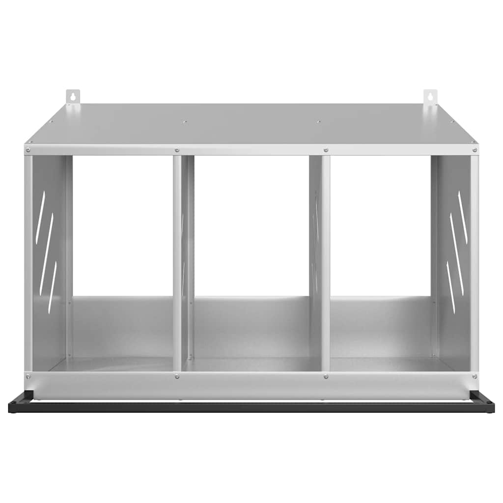 Chicken Nesting Box with 3 Compartments Galvanized Silver Metal