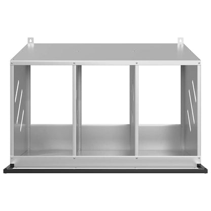 Chicken Nesting Box with 3 Compartments Galvanized Silver Metal
