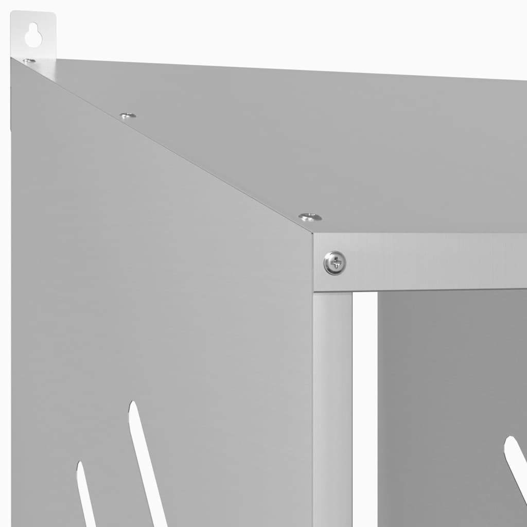 Chicken Nesting Box with 3 Compartments Galvanized Silver Metal