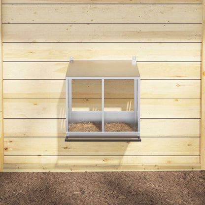 Chicken Nesting Box with 2 Compartments Galvanized Silver Metal