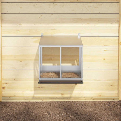 Chicken Nesting Box with 2 Compartments Galvanized Silver Metal