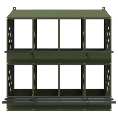Chicken Nesting Box with 8 Compartments Olive Green Metal