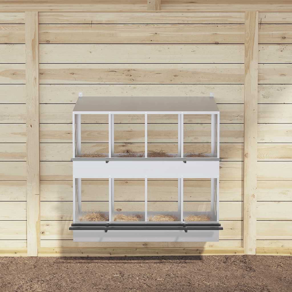 Chicken Nesting Box with 8 Compartments Galvanized Silver Metal