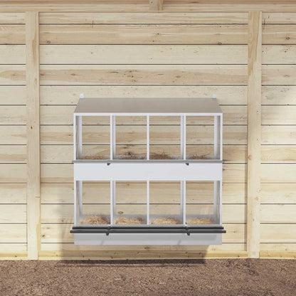 Chicken Nesting Box with 8 Compartments Galvanized Silver Metal