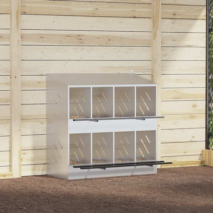 Chicken Nesting Box with 8 Compartments Galvanized Silver Metal