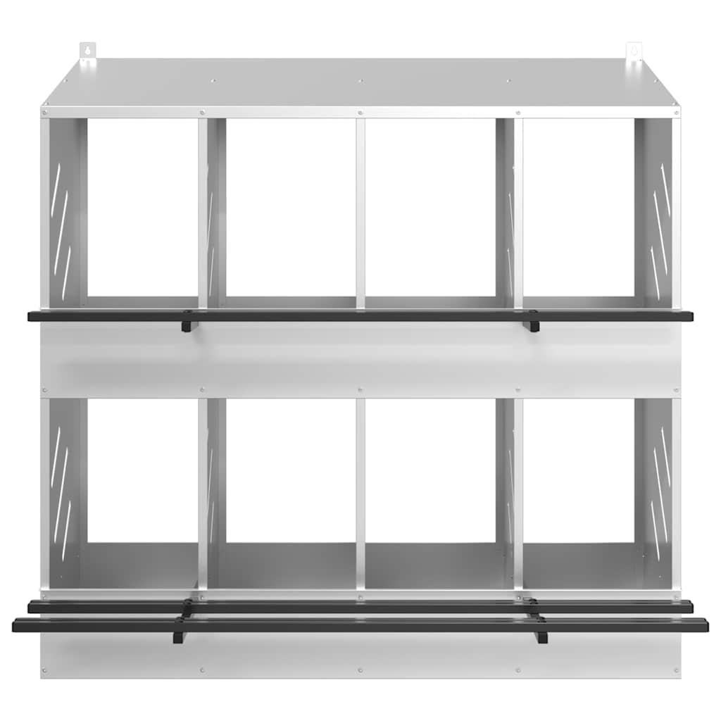 Chicken Nesting Box with 8 Compartments Galvanized Silver Metal