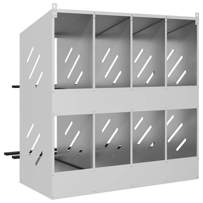 Chicken Nesting Box with 8 Compartments Galvanized Silver Metal