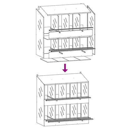 Chicken Nesting Box with 8 Compartments Galvanized Silver Metal