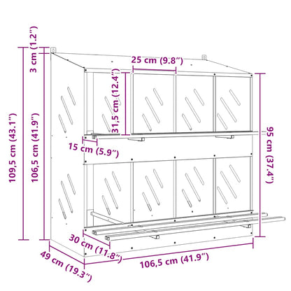 Chicken Nesting Box with 8 Compartments Galvanized Silver Metal
