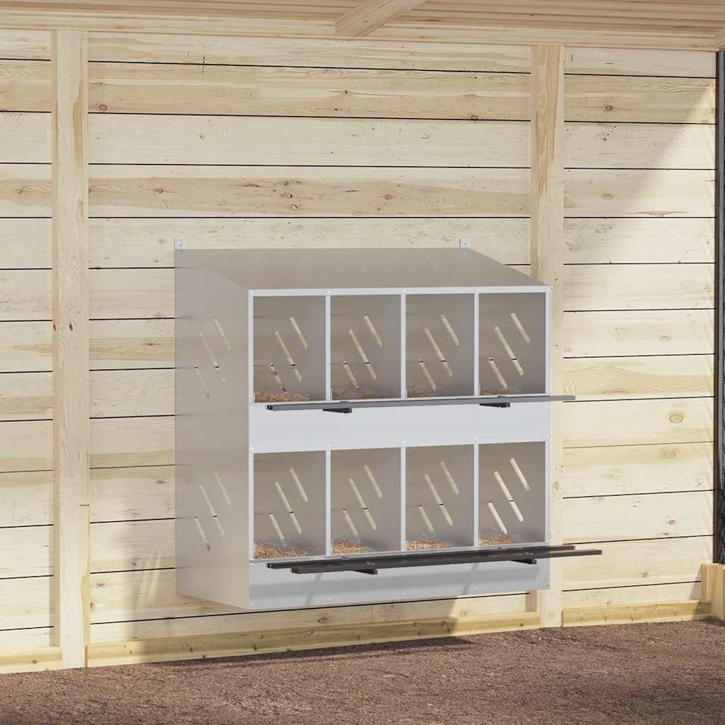 Chicken Nesting Box with 8 Compartments Galvanized Silver Metal
