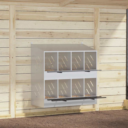 Chicken Nesting Box with 8 Compartments Galvanized Silver Metal