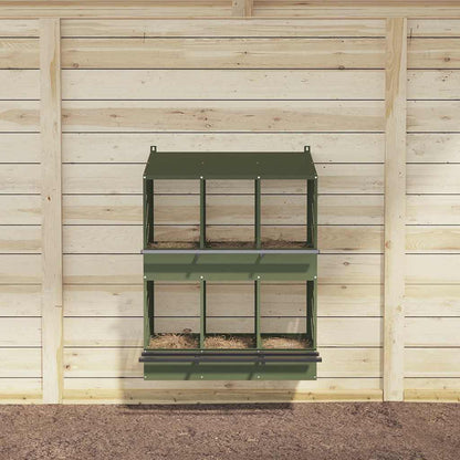Chicken Nesting Box with 6 Compartments Olive Green Metal