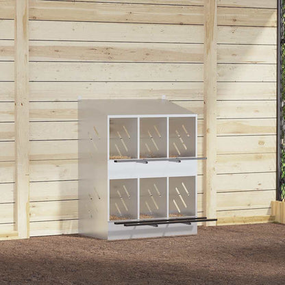 Chicken Nesting Box with 6 Compartments Galvanized Silver Metal