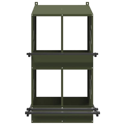 Chicken Nesting Box with 4 Compartments Olive Green Metal