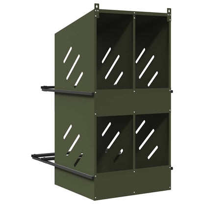 Chicken Nesting Box with 4 Compartments Olive Green Metal