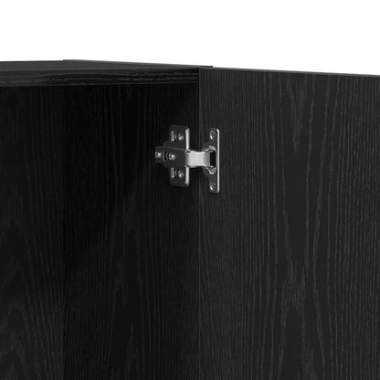 Black Oak Office Cabinet 60 x 32 x 190 cm, made from engineered wood.