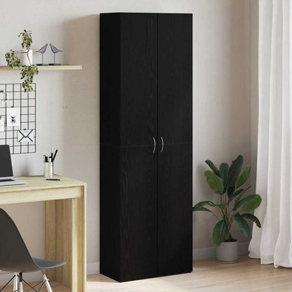 Black Oak Office Cabinet 60 x 32 x 190 cm, made from engineered wood.