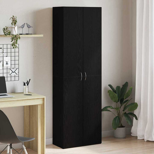 Black Oak Office Cabinet 60 x 32 x 190 cm, made from engineered wood.