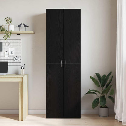 Black Oak Office Cabinet 60 x 32 x 190 cm, made from engineered wood.