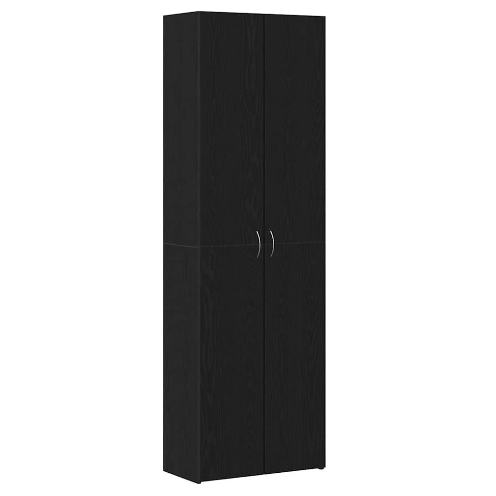 Black Oak Office Cabinet 60 x 32 x 190 cm, made from engineered wood.