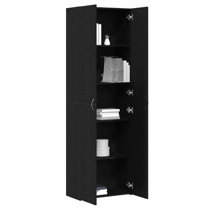 Black Oak Office Cabinet 60 x 32 x 190 cm, made from engineered wood.