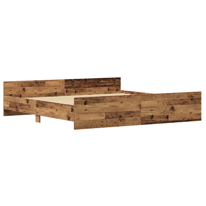 Bed Frame with Headboard Old wood 200 x 200 cm Engineered wood