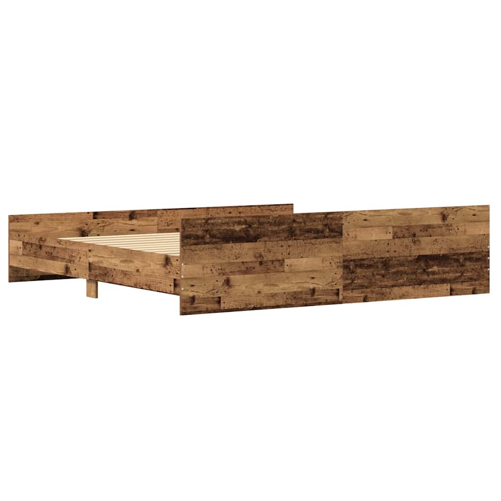 Bed Frame with Headboard Old wood 200 x 200 cm Engineered wood
