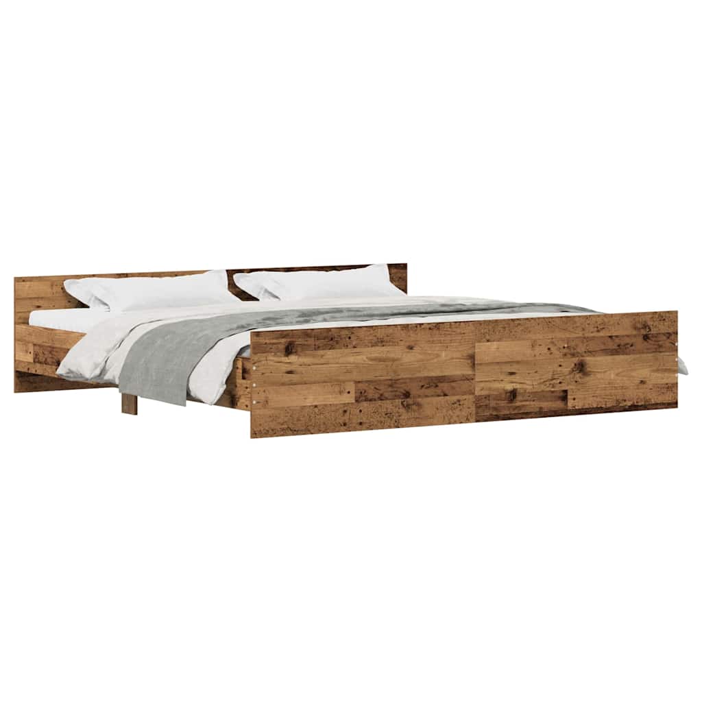 Bed Frame with Headboard Old wood 200 x 200 cm Engineered wood