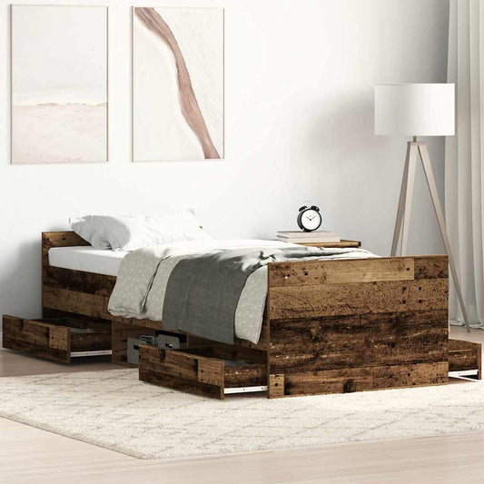 Bed Frame with Headboard Old wood 75 x 190 cm Engineered wood