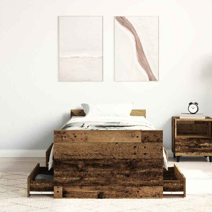 Bed Frame with Headboard Old wood 75 x 190 cm Engineered wood