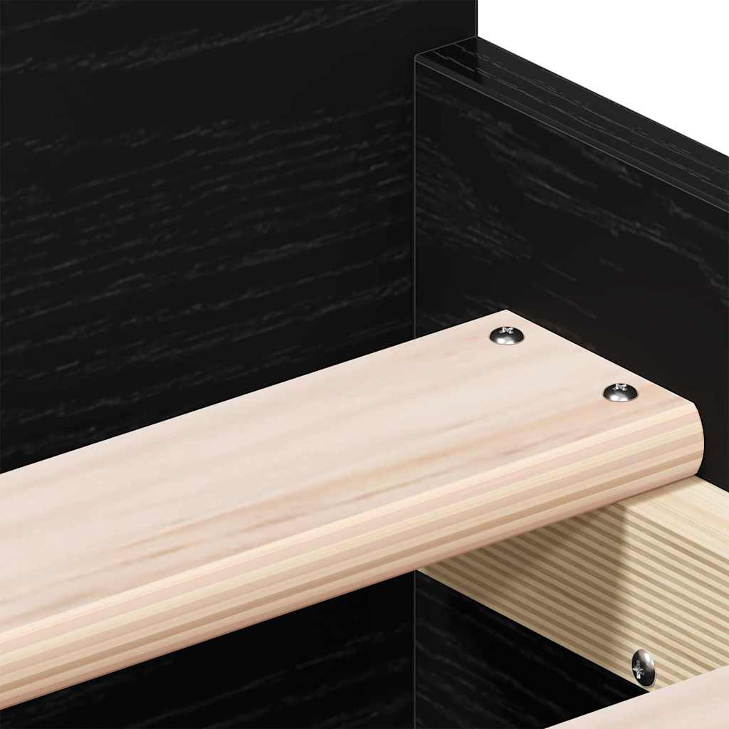 Bed Frame with Headboard Black oak 75 x 190 cm Engineered wood
