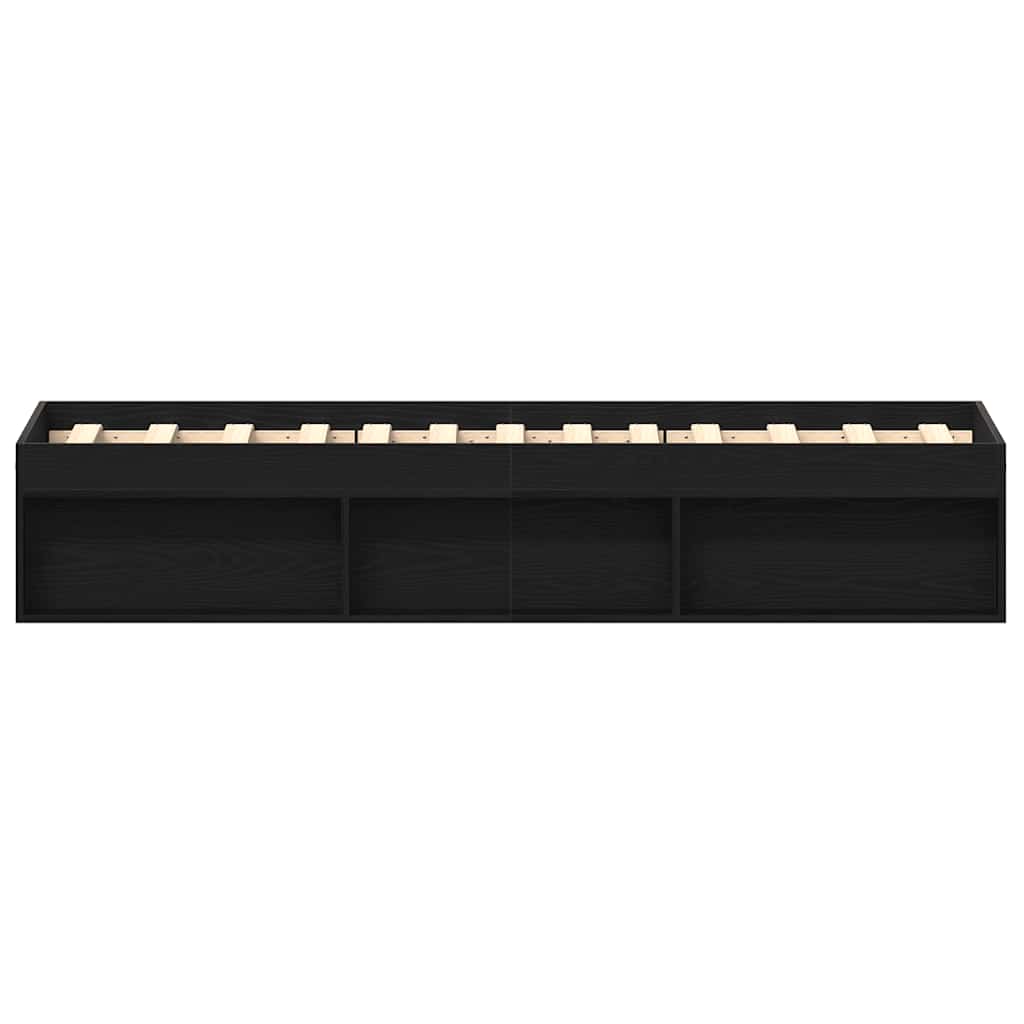 Bed Frame without Mattress Black Oak 75x190 cm Engineered Wood