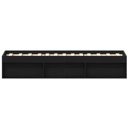Bed Frame without Mattress Black Oak 75x190 cm Engineered Wood