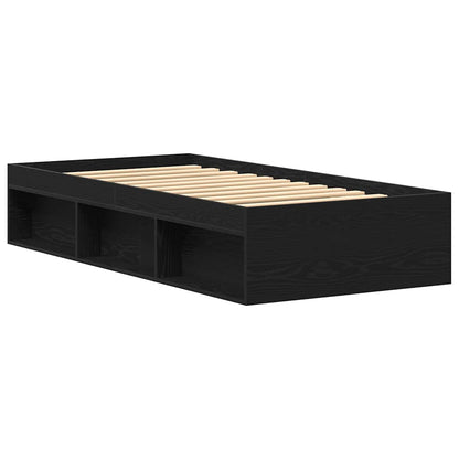 Bed Frame without Mattress Black Oak 75x190 cm Engineered Wood