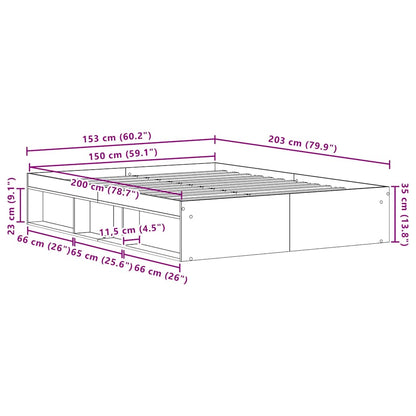 Bed Frame without Mattress Old Wood 150x200 cm Engineered Wood