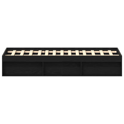 Bed Frame without Mattress Black Oak 150x200 cm Engineered Wood