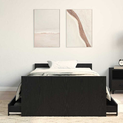 Bed Frame with Headboard Black oak 100 x 200 cm Engineered wood