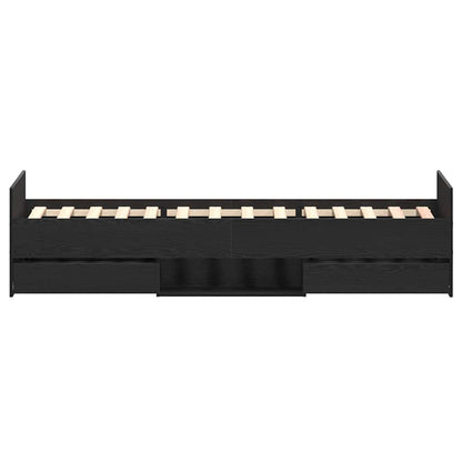 Bed Frame with Headboard Black oak 90 x 190 cm Engineered wood