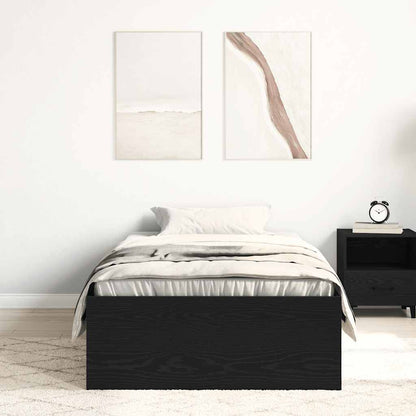 Bed Frame without Mattress Black Oak 90x190 cm Engineered Wood