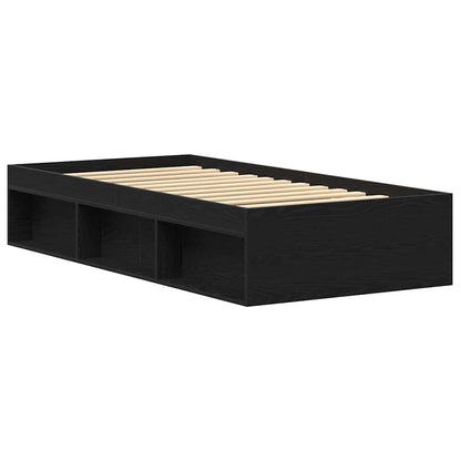 Bed Frame without Mattress Black Oak 90x190 cm Engineered Wood