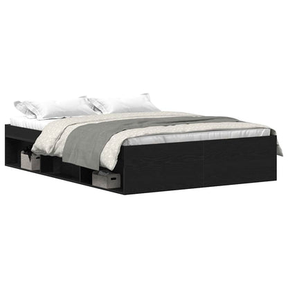 Bed Frame without Mattress Black Oak 120x190 cm Engineered Wood