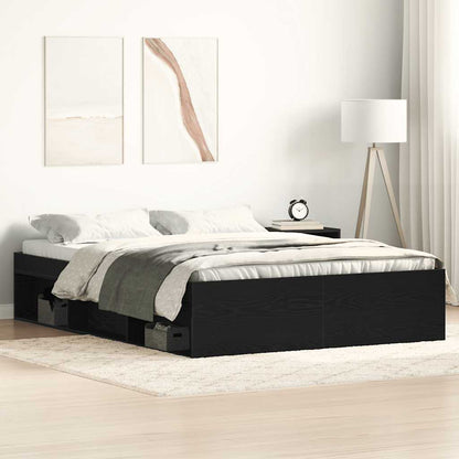 Bed Frame without Mattress Black Oak 120x190 cm Engineered Wood