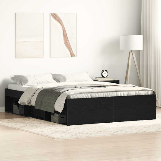 Bed Frame without Mattress Black Oak 120x190 cm Engineered Wood