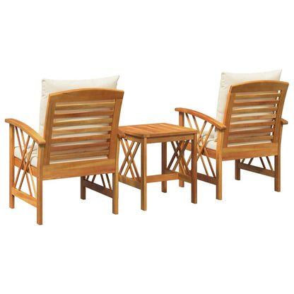 Garden Sofa Set with Cushion 3 pcs Brown Solid acacia wood
