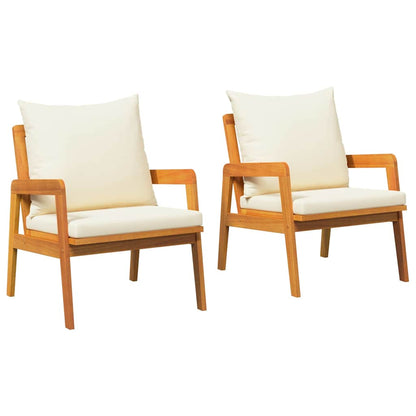 Garden Chair with Cushion 2 pcs Brown Solid Acacia wood