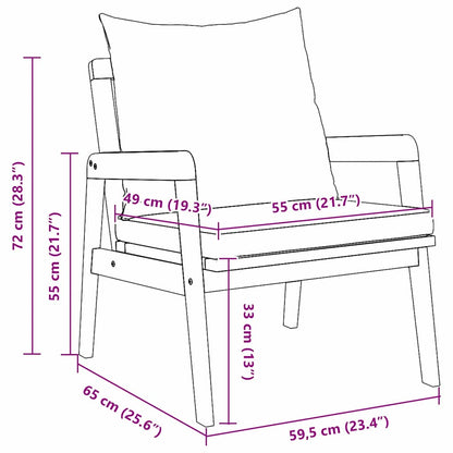 Garden Chair with Cushion 2 pcs Brown Solid Acacia wood