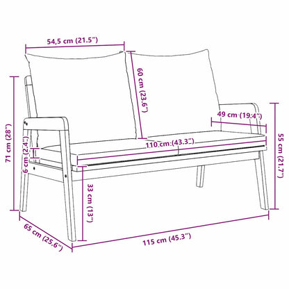 Garden Bench with Cushion Brown Solid Acacia wood